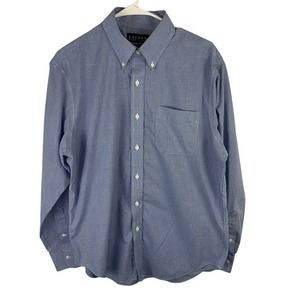 Lauren Ralph Lauren Gingham Check White Blue Button Down Shirt sz 16 34/35